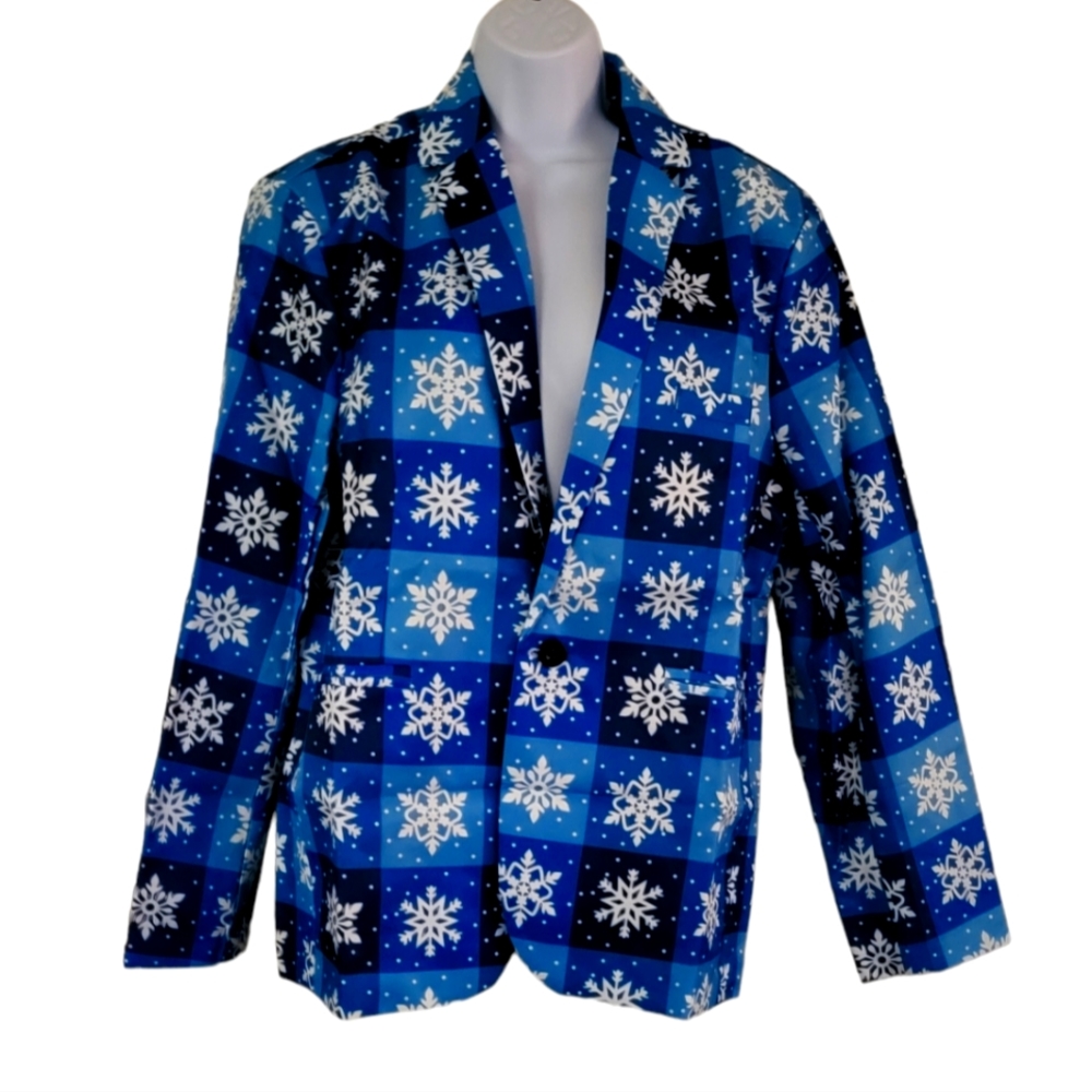NEW Men's Holiday Snowflake Suit Blazer Sport Coat Jacket Size Large